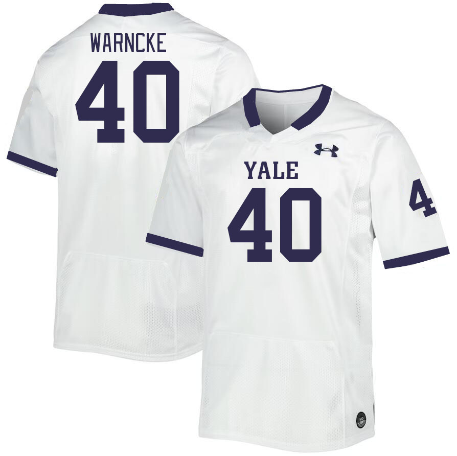 Men-Youth #40 Walker Warncke Yale Bulldogs 2023 College Football Jerseys Stitched-White